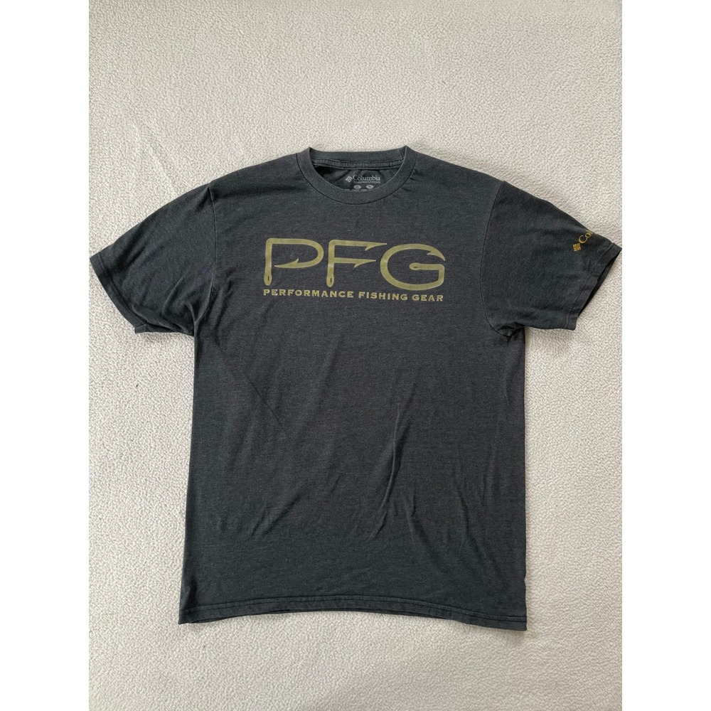 Columbia Mens Medium T-Shirt Charcoal PFG Performance Fishing Gear Graphic Tee